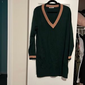 Green and Rose Gold sweater dress